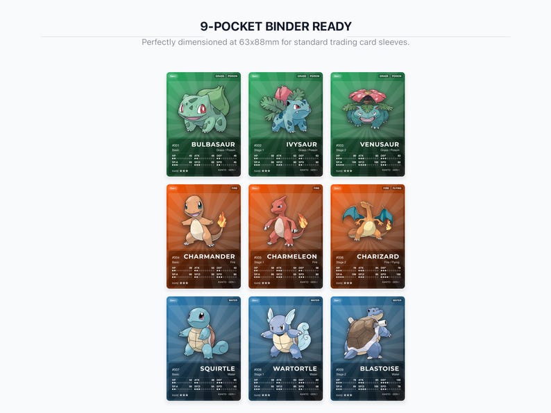 Pokémon National Pokédex Placeholder 001-1025 | Gen 1-9 Complete | Printable Pokémon Cards | Binder Organizer Tracker | 300 DPI | ENGLISH